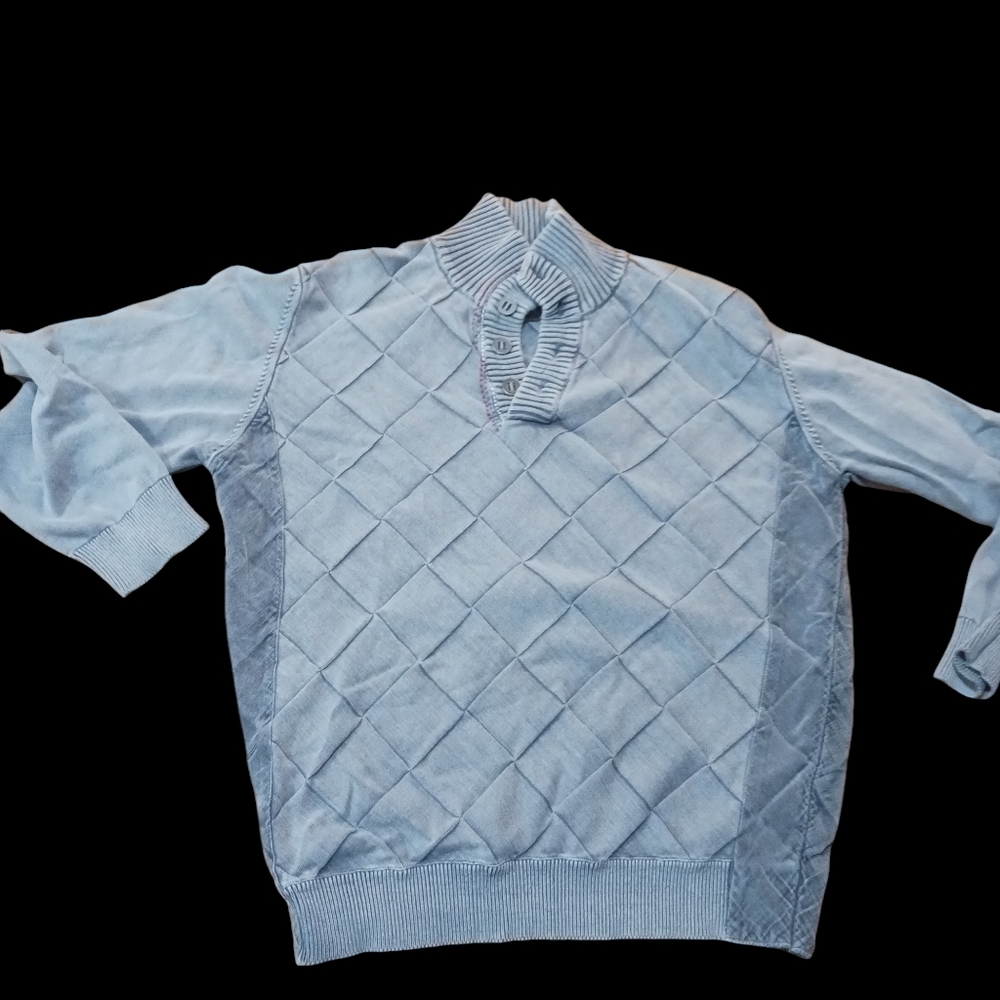 Weatherproof Sweater Gray Diamond Pattern Corduroy Blend XL Cotton